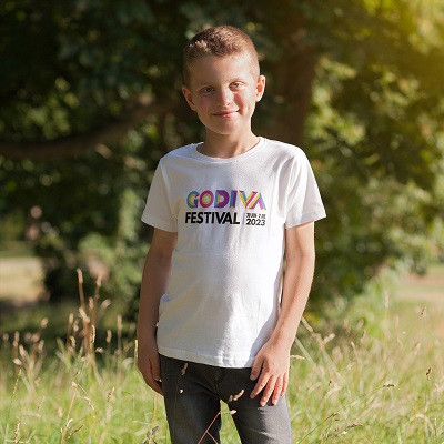 Child in Godiva Festival tshirt