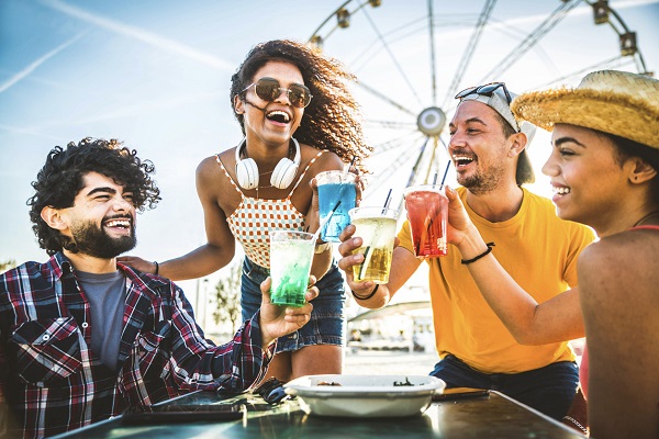 A group of people drinking
