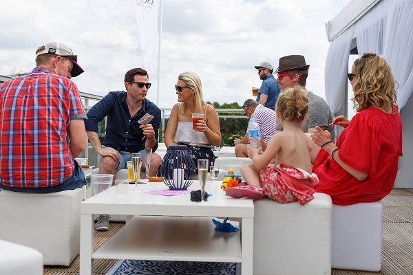 People enjoying a seated area